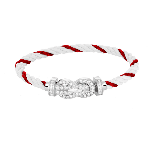 [BLUE TEARS]CHANCE LARGE 8 FIGURE BUCKLE FULL DIAMOND BRACELET SILVER