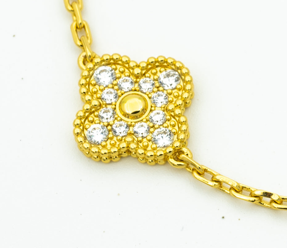 [BLAUE TRÄNEN]KLEE-ARMBAND 5 MOTIVE GOLD DIAMANT 
