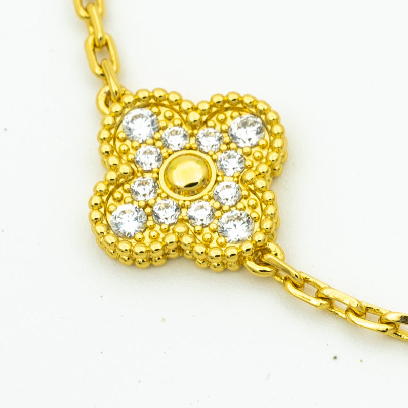 [BLAUE TRÄNEN]KLEE-ARMBAND 5 MOTIVE GOLD DIAMANT 