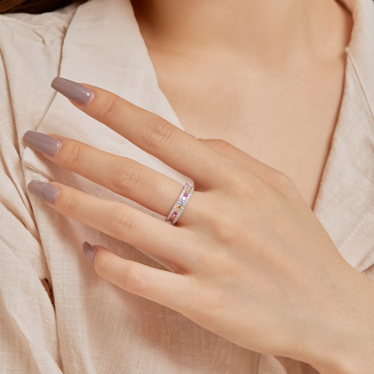 [Nova Jewelry]Delicate Colorful Round Cut Daily Ring