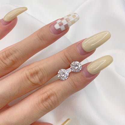 [Nova Jewelry]Stylish Shiny Round Center Stone Stud Earrings