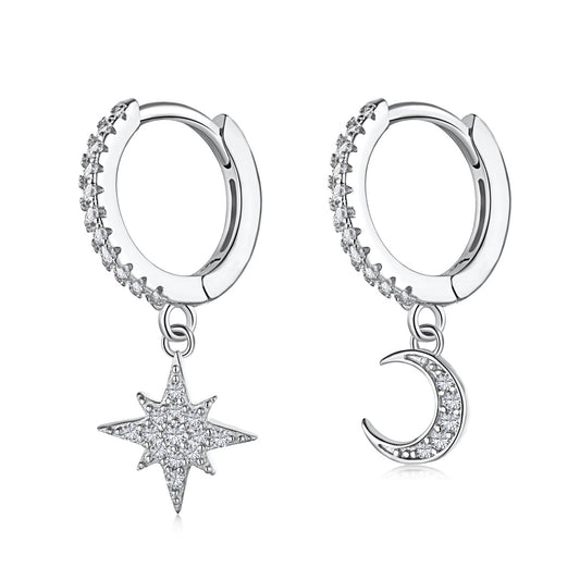 [Nova Jewelry]Star and Moon Asymmetric Earrings