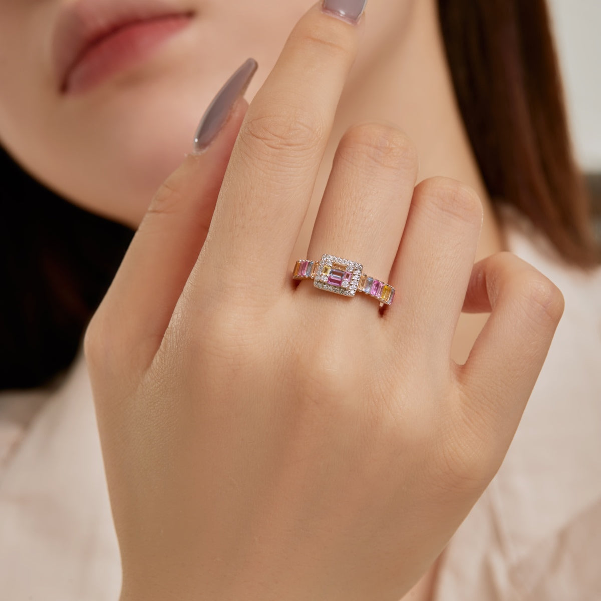 [Nova Jewelry]Exquisite Colorful Radiant Cut Party Ring