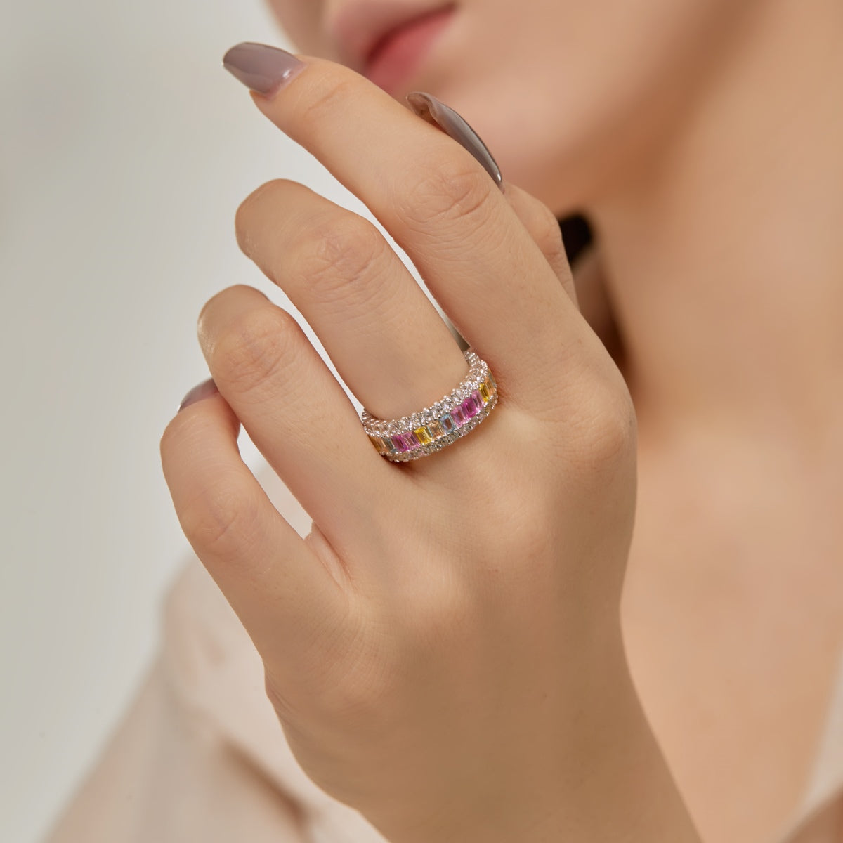 [Nova Jewelry]Dainty Colorful Radiant Cut Daily Ring