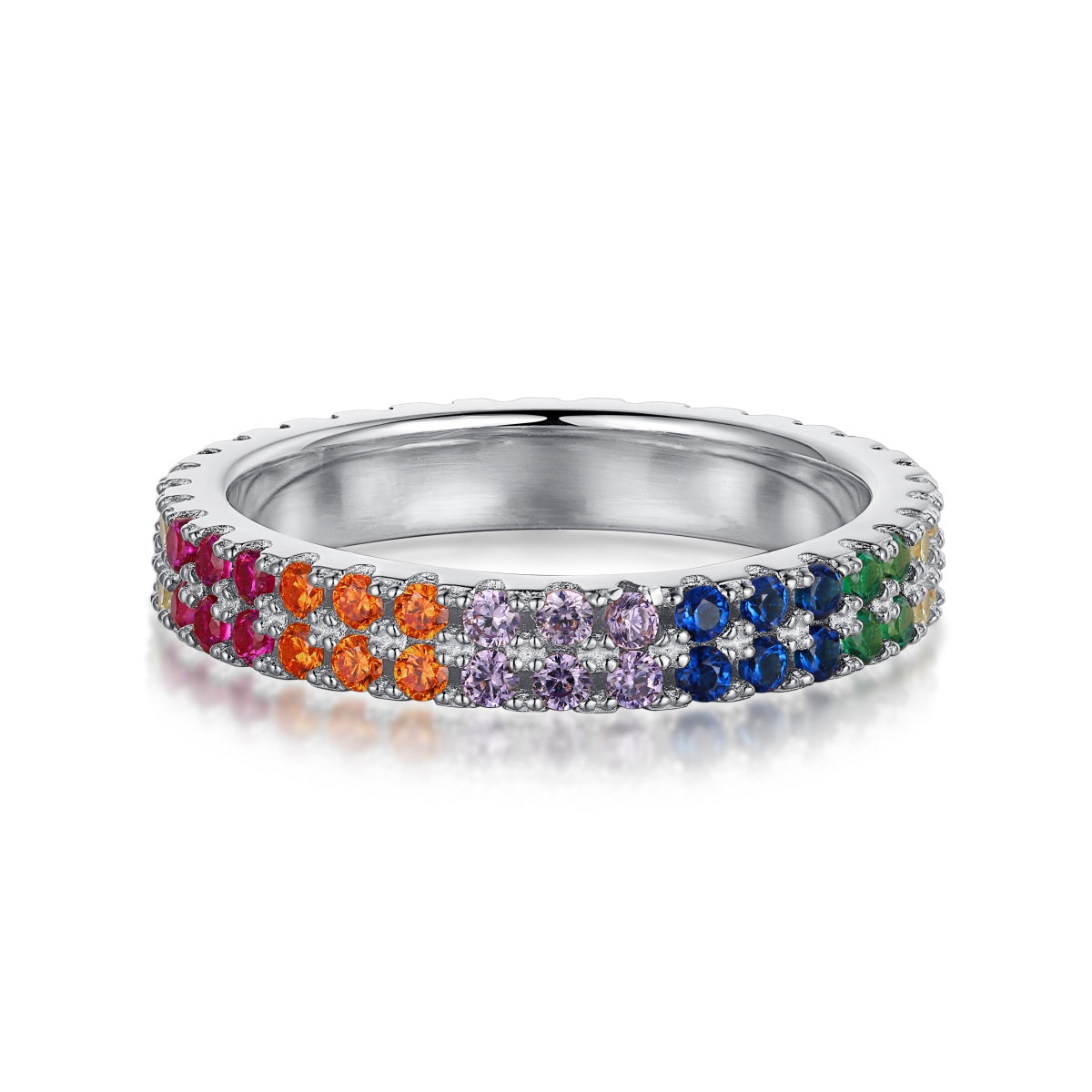 [Nova Jewelry]Unique Colorful Round Cut Tennis Ring