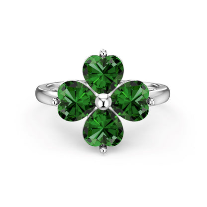 [Nova Jewelry]Heart-shaped Four-Leaf Clover Ball Ring