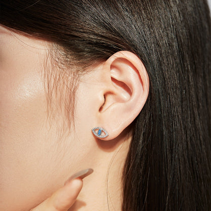 [Nova Jewelry]Blue Devil Eyes Hollow Stud Earrings