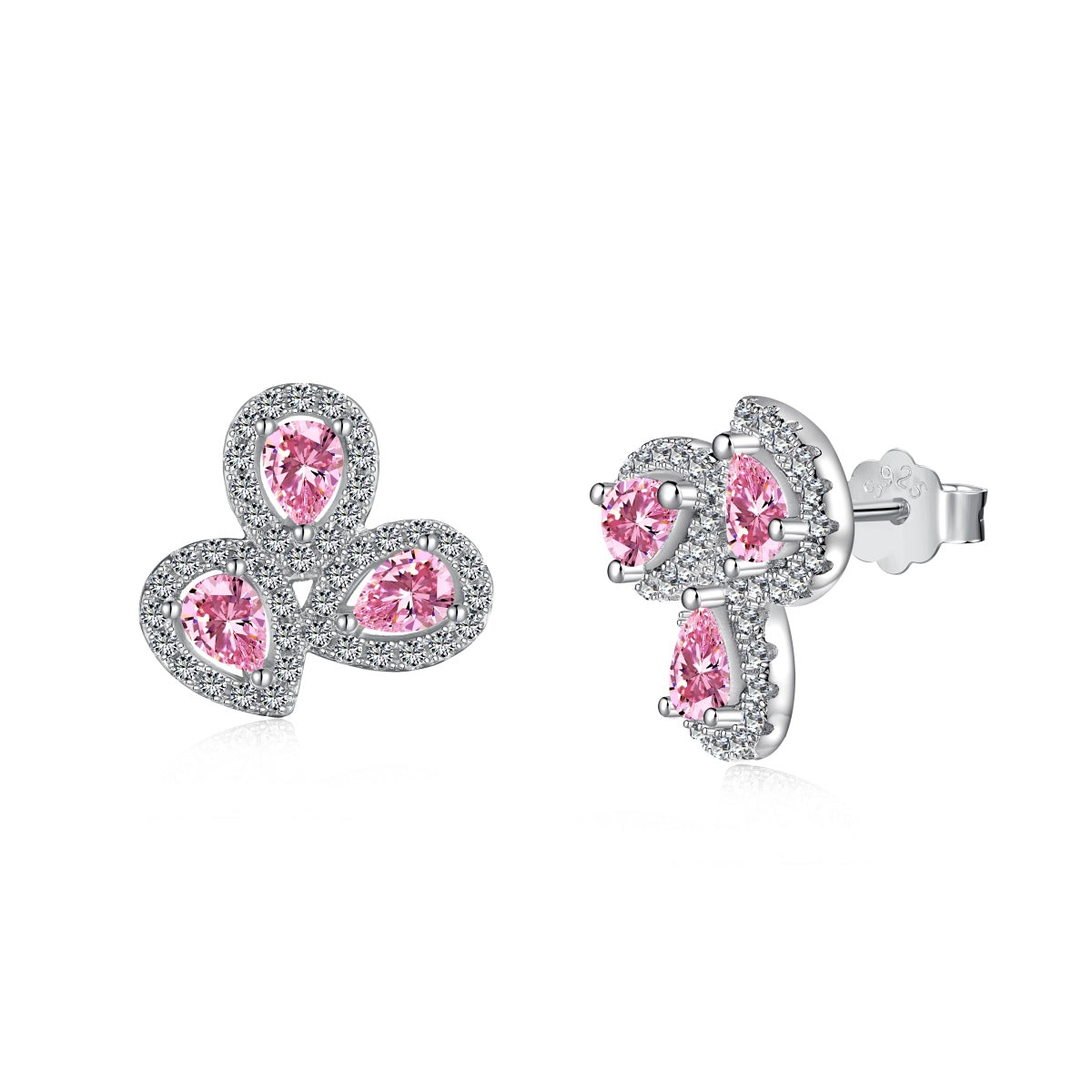 [Nova Jewelry]Ornate Flower Shape Pear Cut Lover Earrings