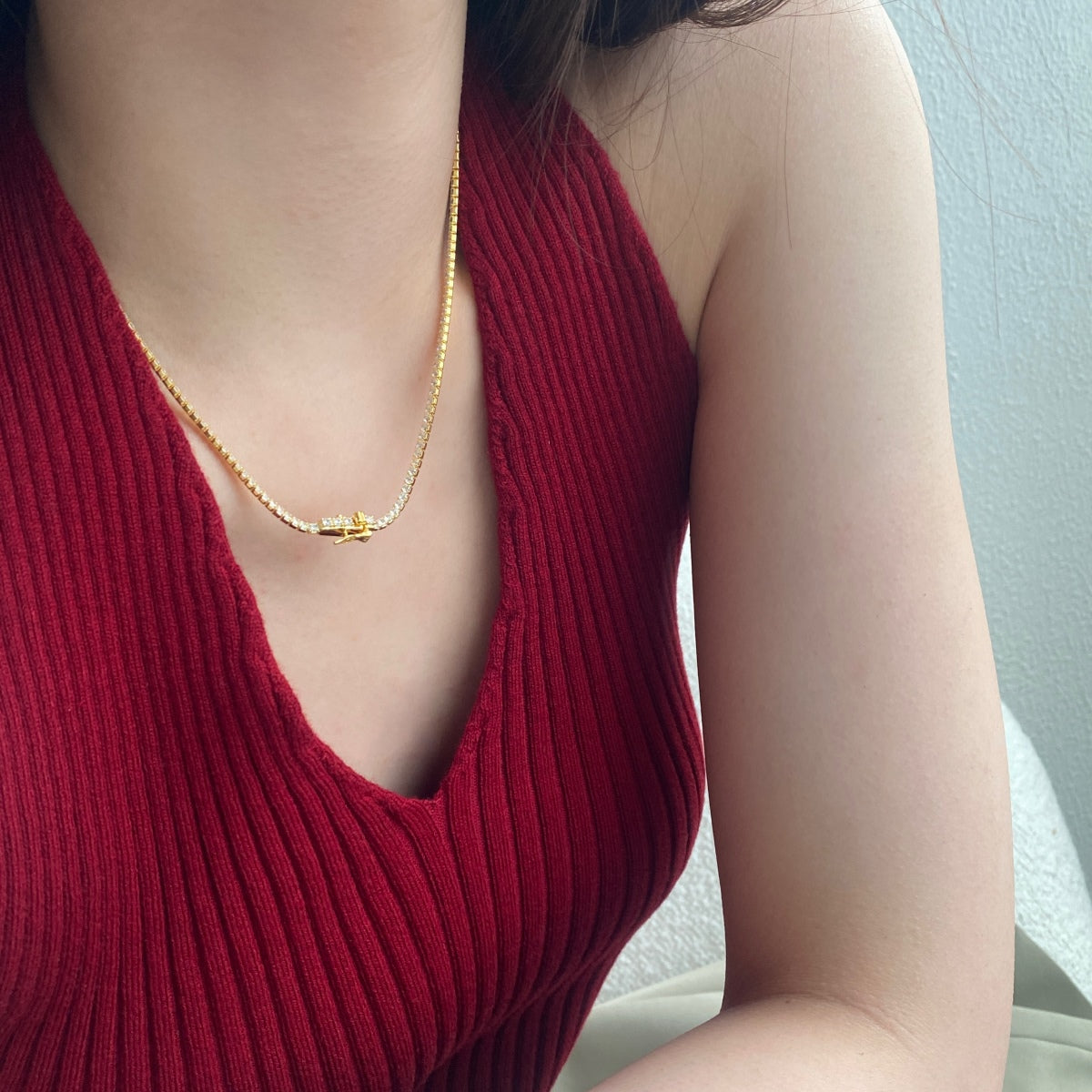 [Nova Jewelry]Delicate Round Shape Tennis Necklace