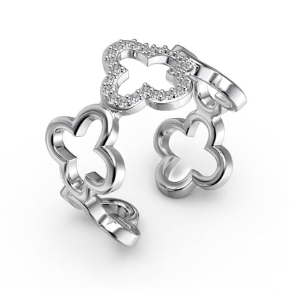 [Nova Jewelry]Hollow Design Four-Leaf Clover Flower Shape Ring
