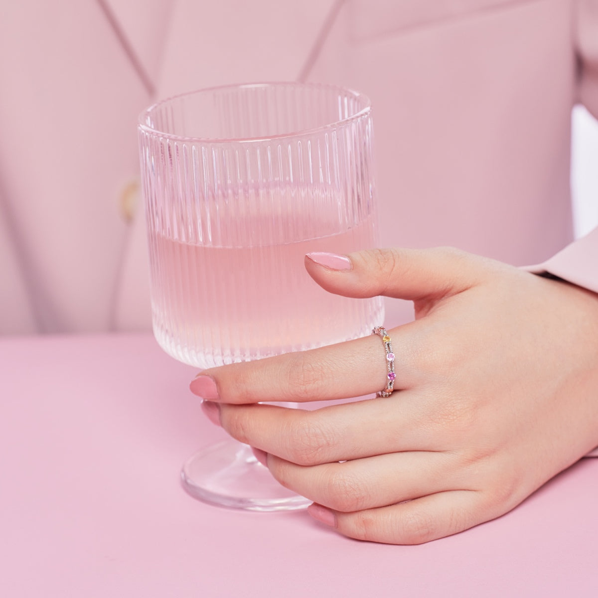 [Nova Jewelry]Sparkling Colorful Round Cut Tennis Ring