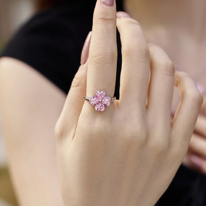 [Nova Jewelry]Heart-shaped Four-Leaf Clover Ball Ring