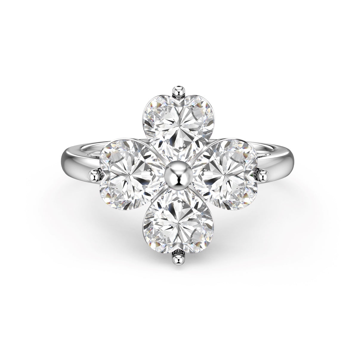 [Nova Jewelry]Heart-shaped Four-Leaf Clover Ball Ring