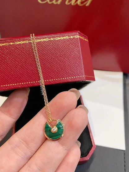 [BLUE TEARS]AMULETTE ROSE GOLD MALACHITE NECKLACE