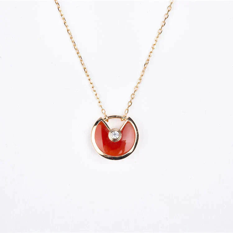 [BLUE TEARS]AMULETTE GOLD CARNELIAN ONYX NECKLACE