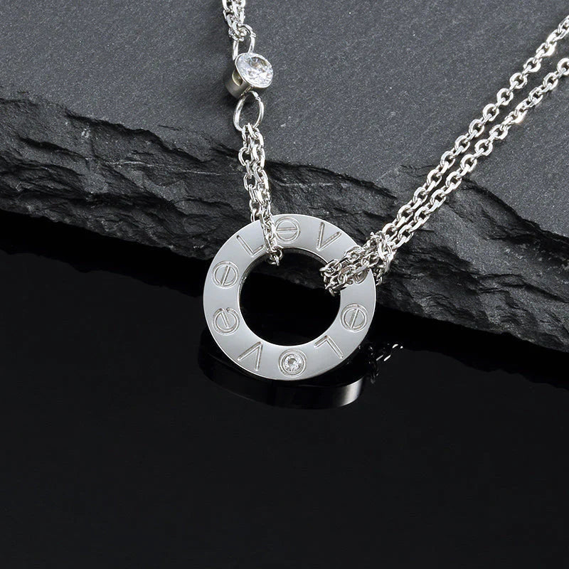 [BLUE TEARS]LOVE NECKLACE 16MM 2 DIAMONDS
