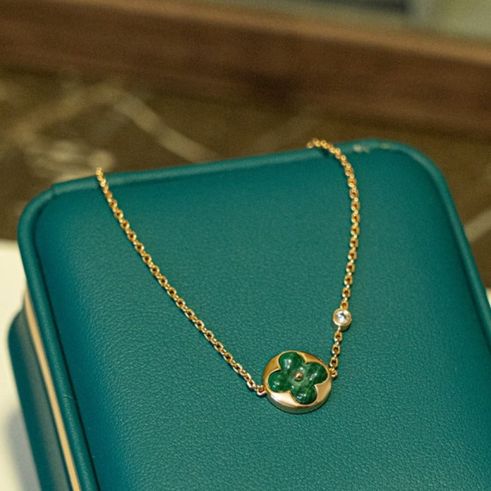 [BLUE TEARS]SUN MALACHITE 1 DIAMOND PINK GOLD BRACELET