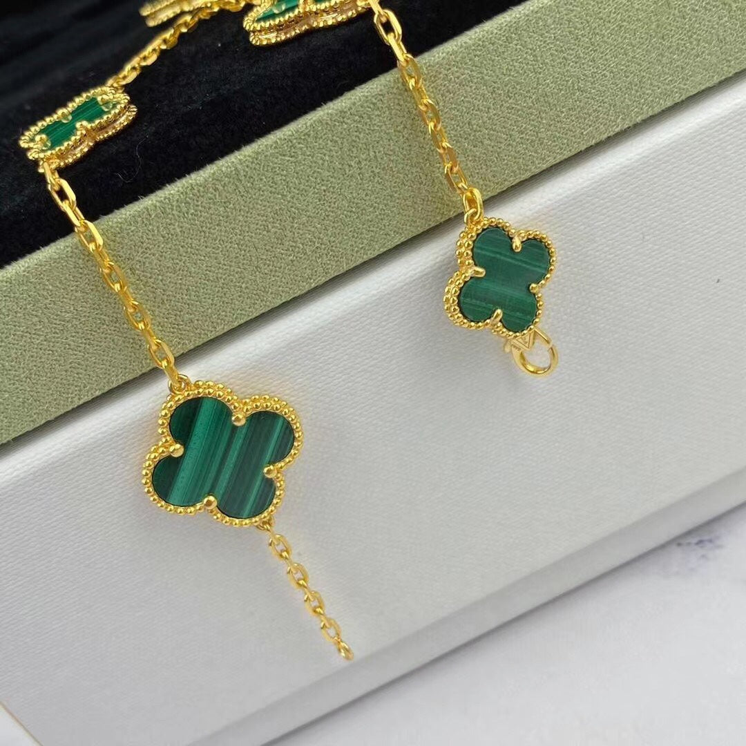 [BLUE TEARS]MAGIC CLOVER MALACHITE GOLD BRACELET 5 MOTIFS