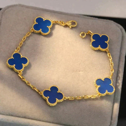 [BLUE TEARS] CLOVER 5 MOTIF BLUE AGATE BRACELET COLLECTION