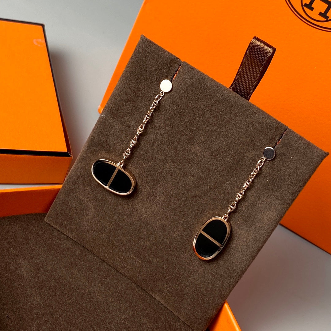 [BLUE TEARS]CHAINE VERSO BLACK CERAMIC EARRINGS
