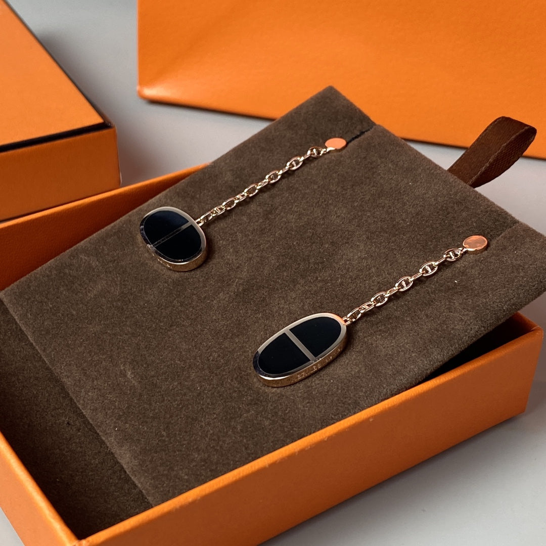 [BLUE TEARS]CHAINE VERSO BLACK CERAMIC EARRINGS