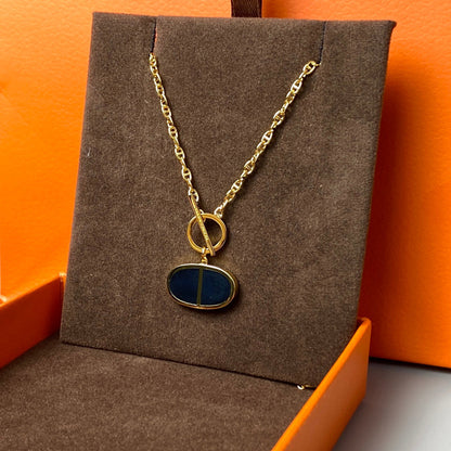 [BLUE TEARS]CHAINE VERSO BLACK CERAMIC NECKLACE