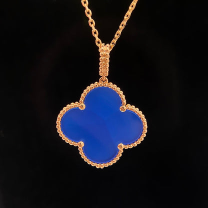 [BLAUE TRÄNEN]CLOVER 25MM HALSKETTE TÜRKIS ROSÉGOLD