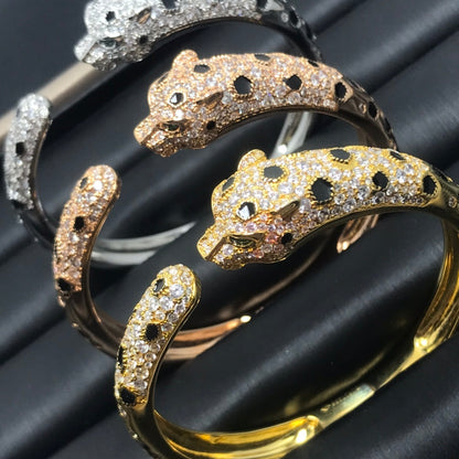 [BLAUE TRÄNEN]PANTHERE GROSSES ARMBAND MIT DIAMANTEN
