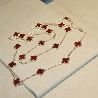 [BLUE TEARS]CLOVER 20 MOTIFS CARNELIAN NECKLACE