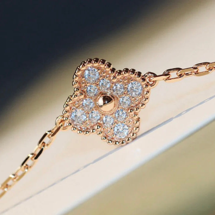 [BLAUE TRÄNEN]CLOVER 20 MOTIFS MALACHIT DIAMANT HALSKETTE