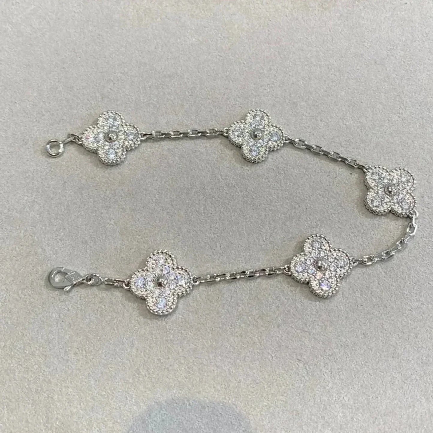 [BLUE TEARS]CLOVER 5 MOTIFS  DIAMOND BRACELET SILVER