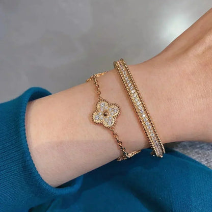 [BLUE TEARS]CLOVER 5 MOTIFS  FULL DIAMOND BRACELET