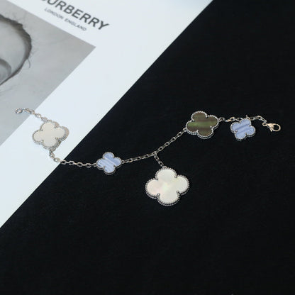[BLAUE TRÄNEN]KLEE-ARMBAND 5 MOTIVE MOP CHALCEDON SILBER 