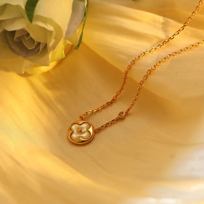 [BLUE TEARS]SUN PEDANT PINK GOLD 1 DIAMOND NECKLACE