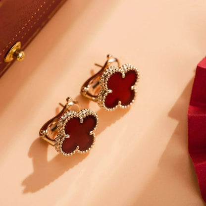[BLUE TEARS]CLOVER MEDIUM 1 MOTIFS CARNELIAN  EARRINGS
