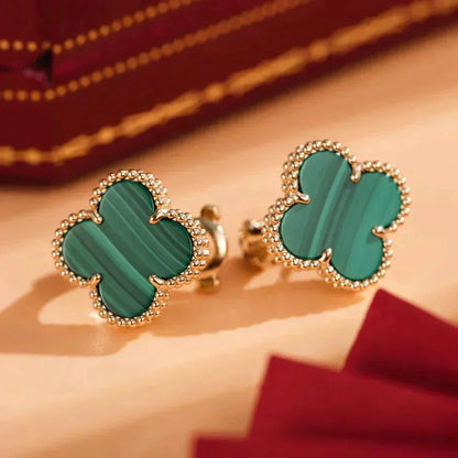 [BLUE TEARS]CLOVER MEDIUM 1 MOTIFS MALACHITE  EARRINGS