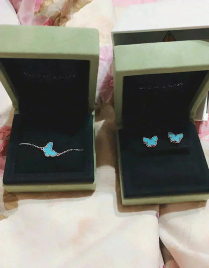 [BLUE TEARS]BUTTERFLY TURQUOISE EARRINGS SILVER