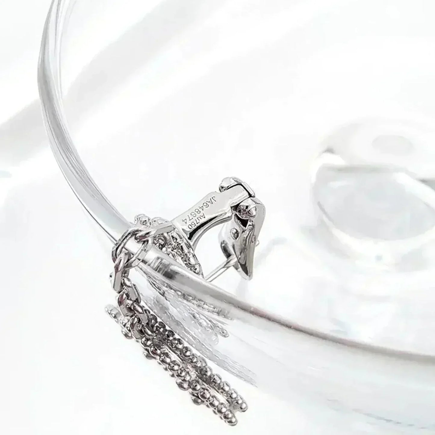 [BLUE TEARS]CLOVER 2 MOTIFS  DIAMOND ONYX EARRINGS SILVER