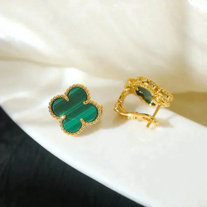 [BLUE TEARS]CLOVER MEDIUM 1 MOTIFS MALACHITE  EARRINGS