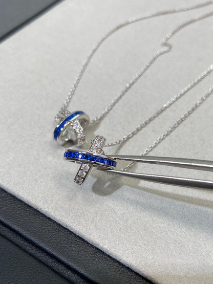 [BLUE TEARS]LIENS DIAMOND SILVER NECKLACE