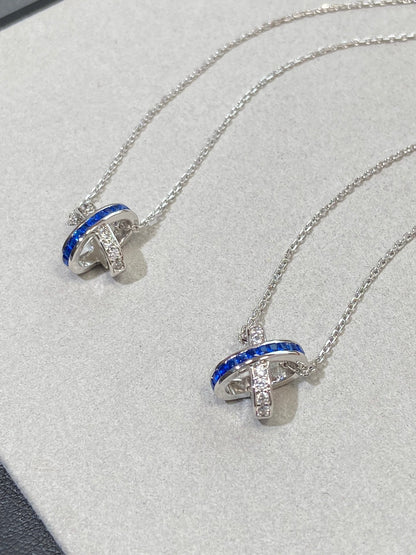 [BLUE TEARS]LIENS DIAMOND SILVER NECKLACE
