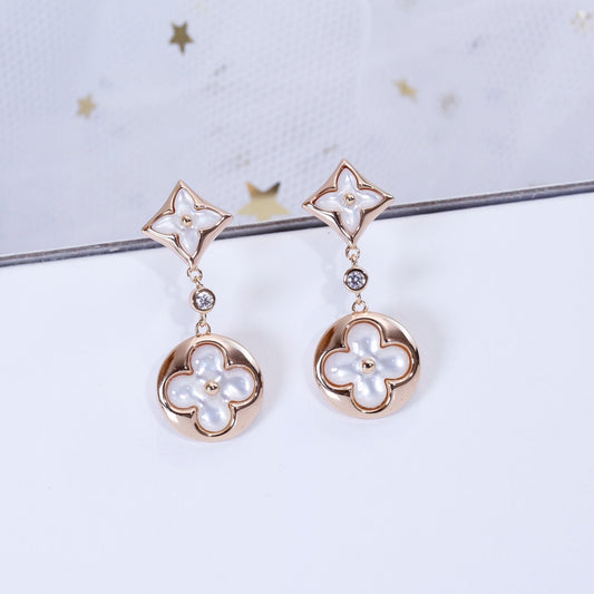 [BLUE TEARS]STAR AND SUN PINK GOLD MOP DROP EARRINGS