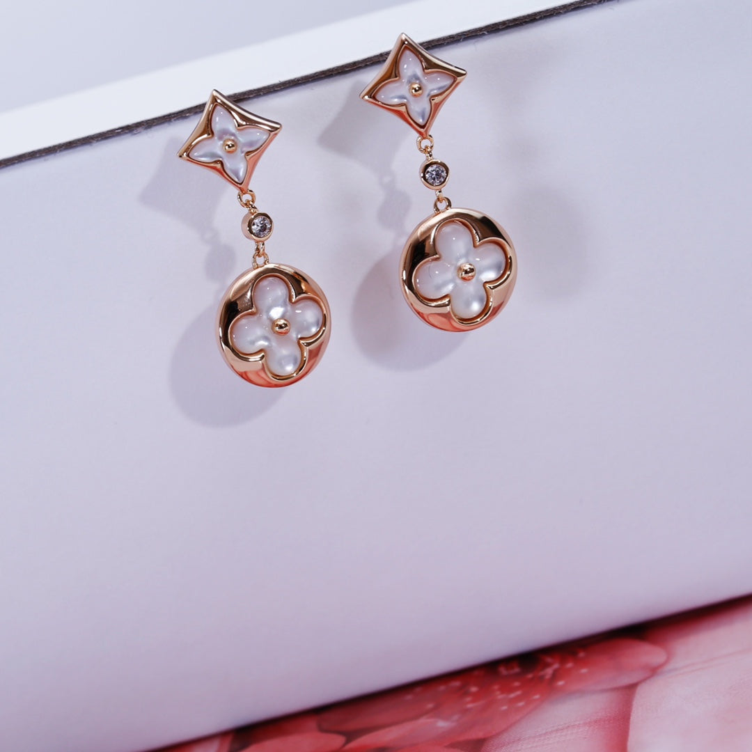 [BLUE TEARS]STAR AND SUN PINK GOLD MOP DROP EARRINGS