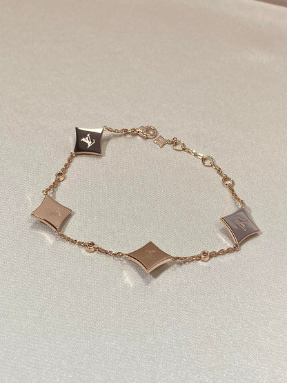 [BLUE TEARS]STAR 4 MOTIF MOP DIAMOND PINK GOLD BRACELET