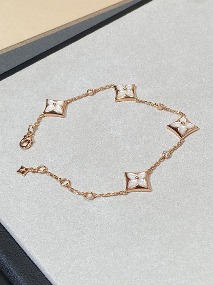 [BLUE TEARS]STAR 4 MOTIF MOP DIAMOND PINK GOLD BRACELET