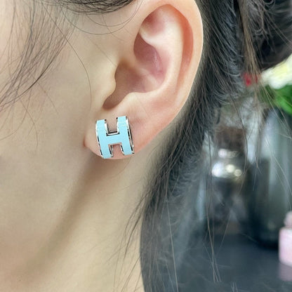[BLUE TEARS]POP H SKY BLUE STUD EARRINGS
