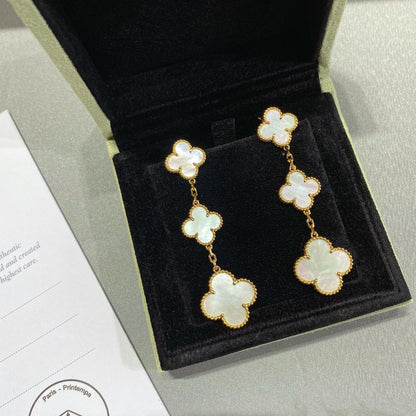 [BLUE TEARS]CLOVER MOP 3 MOTIFS GOLD EARRINGS