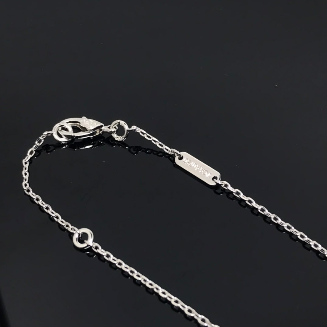 [BLAUE TRÄNEN]CLOVER PIETERSITE SILBER LANGE HALSKETTE