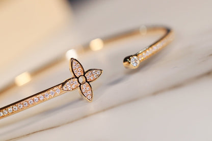 [BLUE TEARS]IDYLLE GOLD OPEN BRACELET DIAMOND PAVED