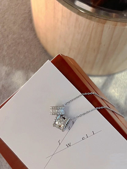 [BLAUE TRÄNEN]PERLEE DOPPELANHÄNGER SILBER DIAMANT HALSKETTE
